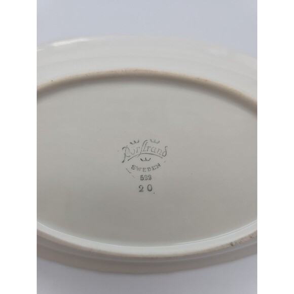 Rorstrand Sweden Small Oblong Porcelain Bowl #522 Gold Ribbon Pattern 9.5" x 5" - Picture 5 of 8